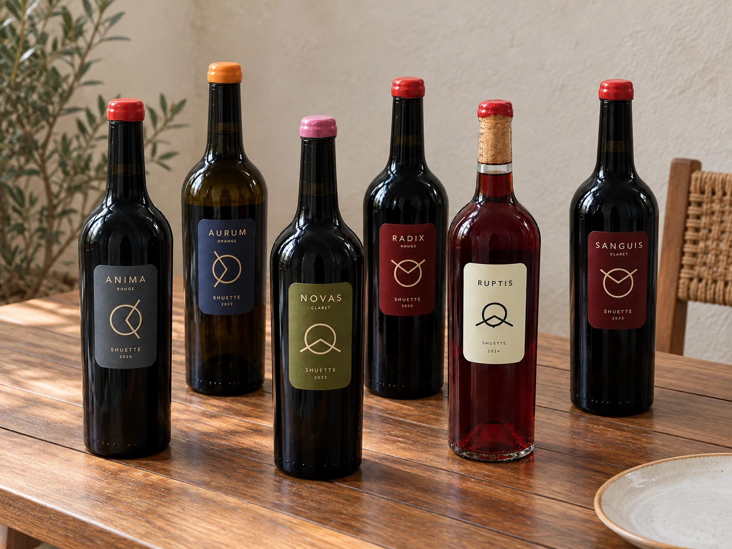 Shuette estate wines on the table