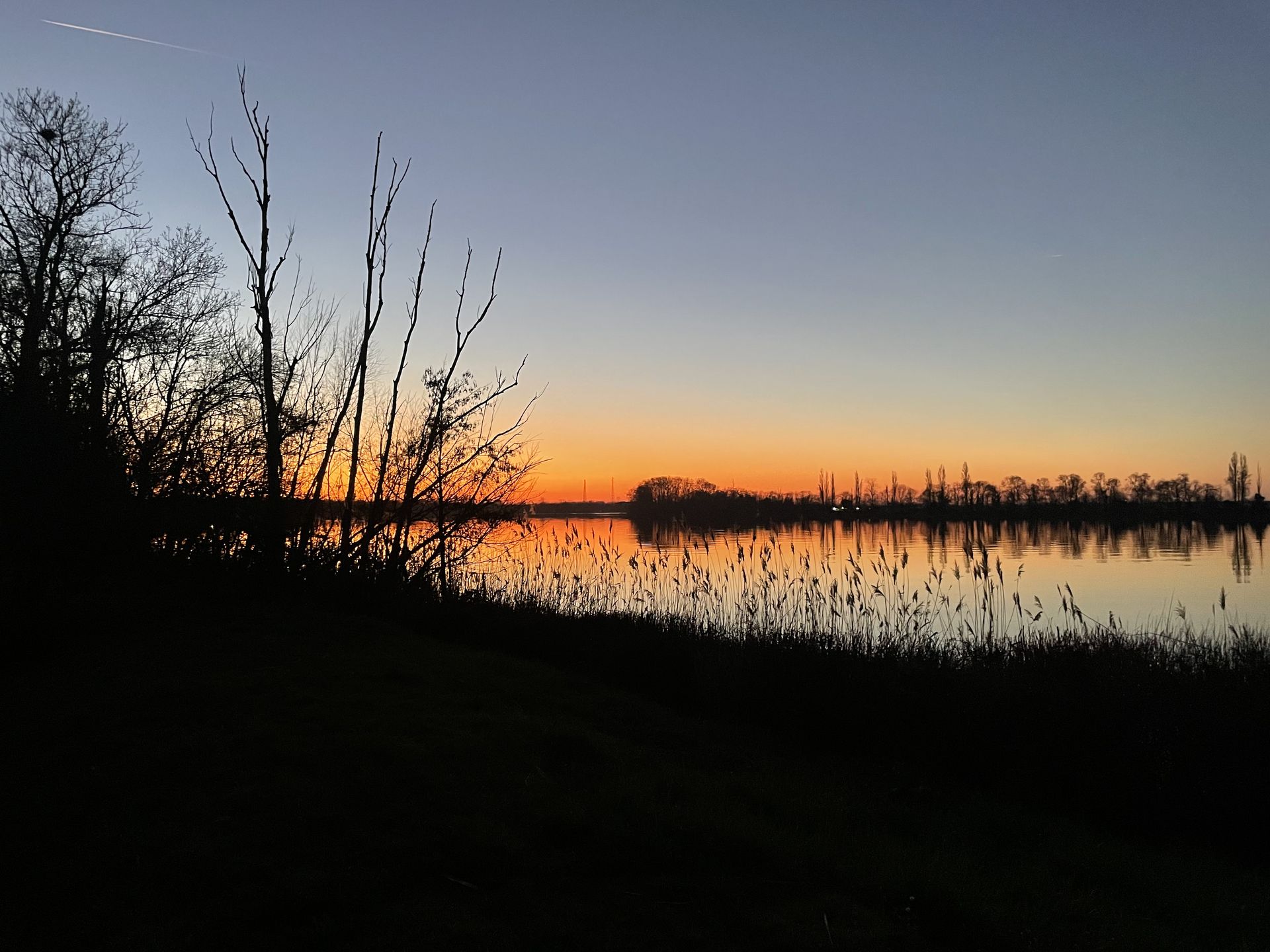 Evening light reflected on the Dordogne beside the estate
