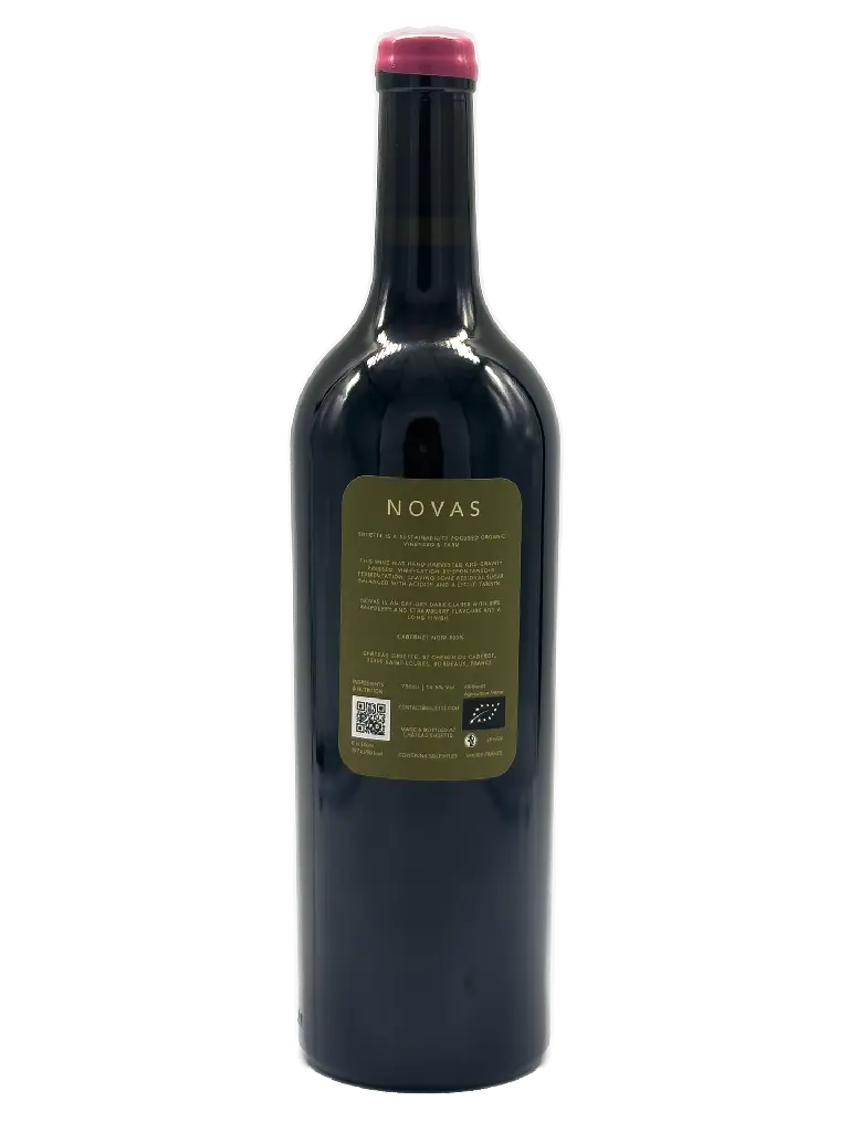 Novas 2023 bottle showing the back label