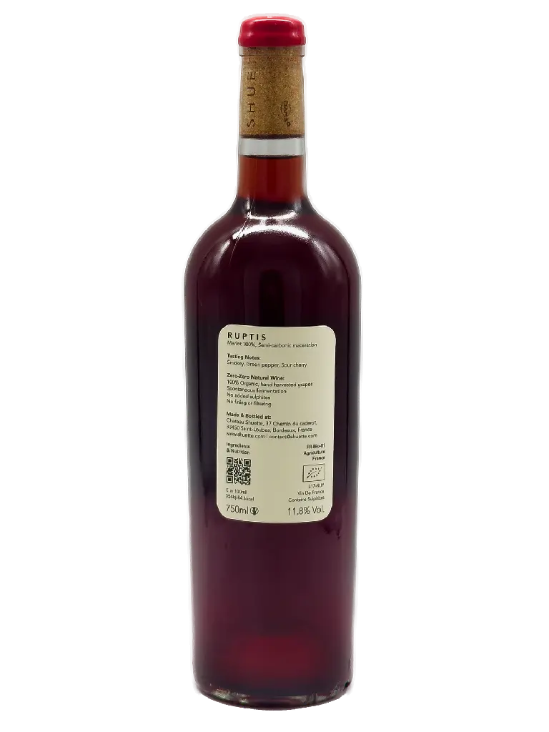 Ruptis 2024 bottle showing the back label